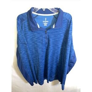Elevate Running Shirt Mens Size Large Blue Zip Collar Long Sleeve